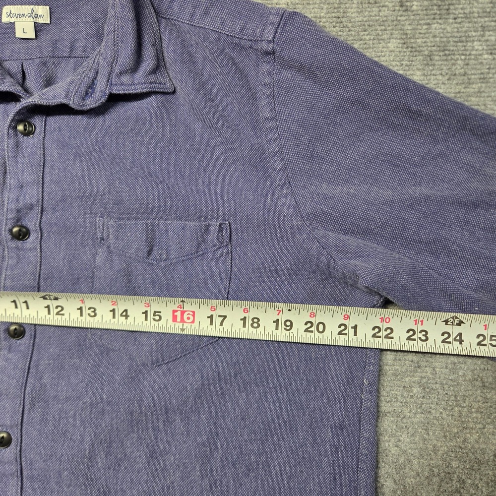 Steven Alan Shirt Mens L Made in USA Blue Oxford Textured Cotton Button Up - Picture 9 of 15